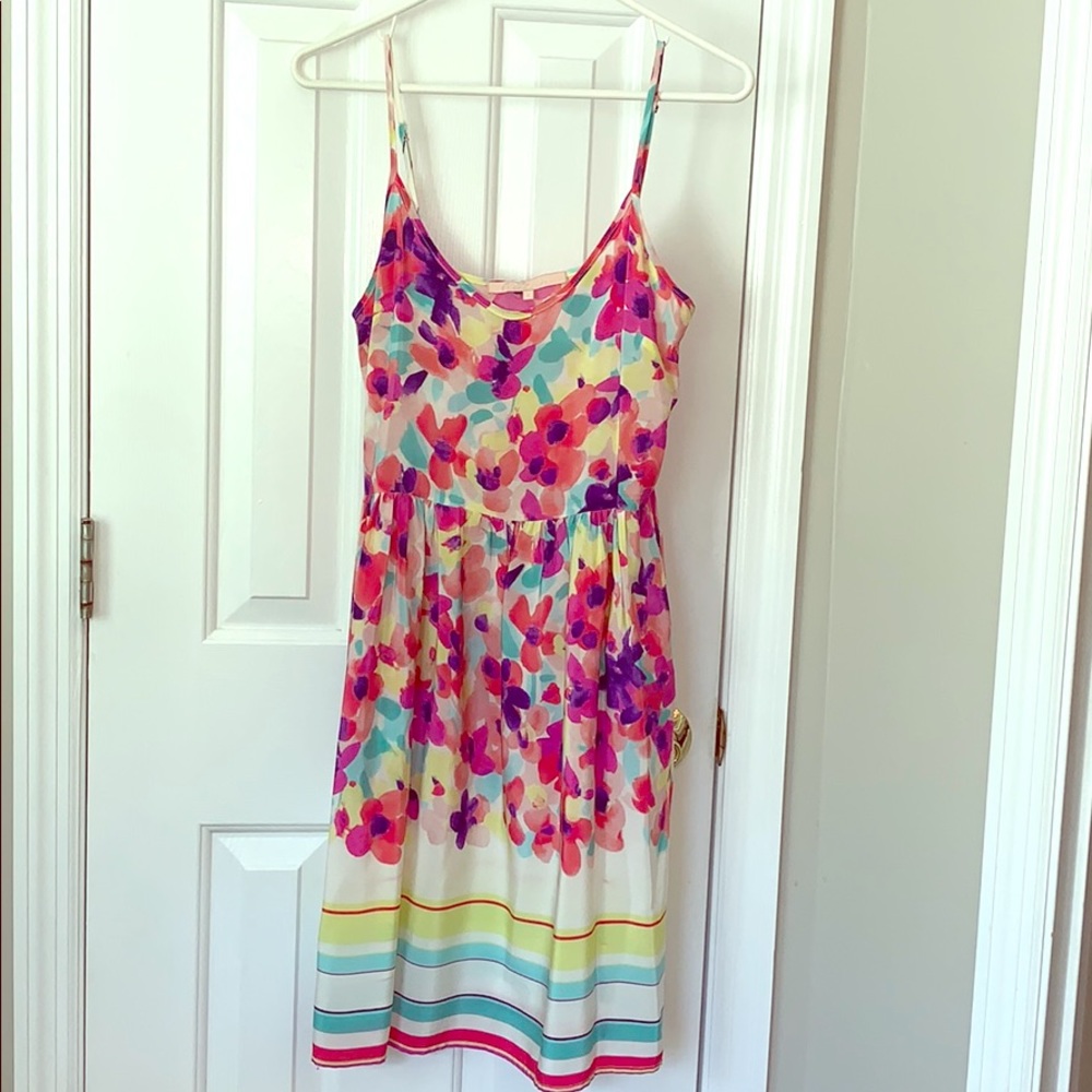 Floral silk spaghetti strap dress